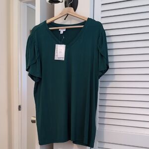 Lularoe Elegant  Green V-Neck Women's Top